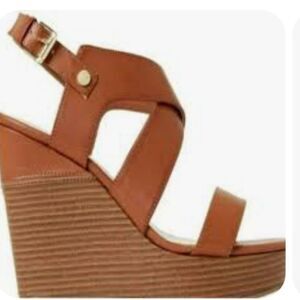 NEW. Marc Fisher Vegan Brown Wedge Sandals. Beachy. Coastal. Vegan.